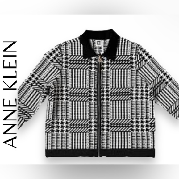 Anne Klein Jackets & Blazers - NEW WITH TAGS MEDIUM ANNE KLEIN BLACK AND WHITE FALL ZIP UP JACKET